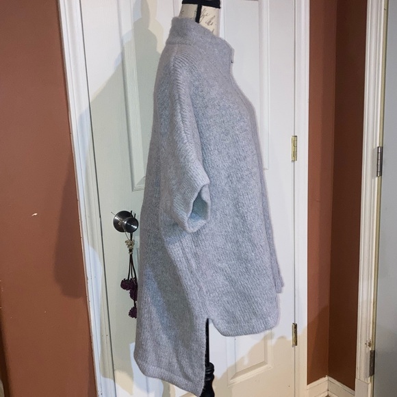 ELK Alpaca Wool Blend Short Sleeve Knit Full Zip Sweater Grey One Size - Picture 3 of 8